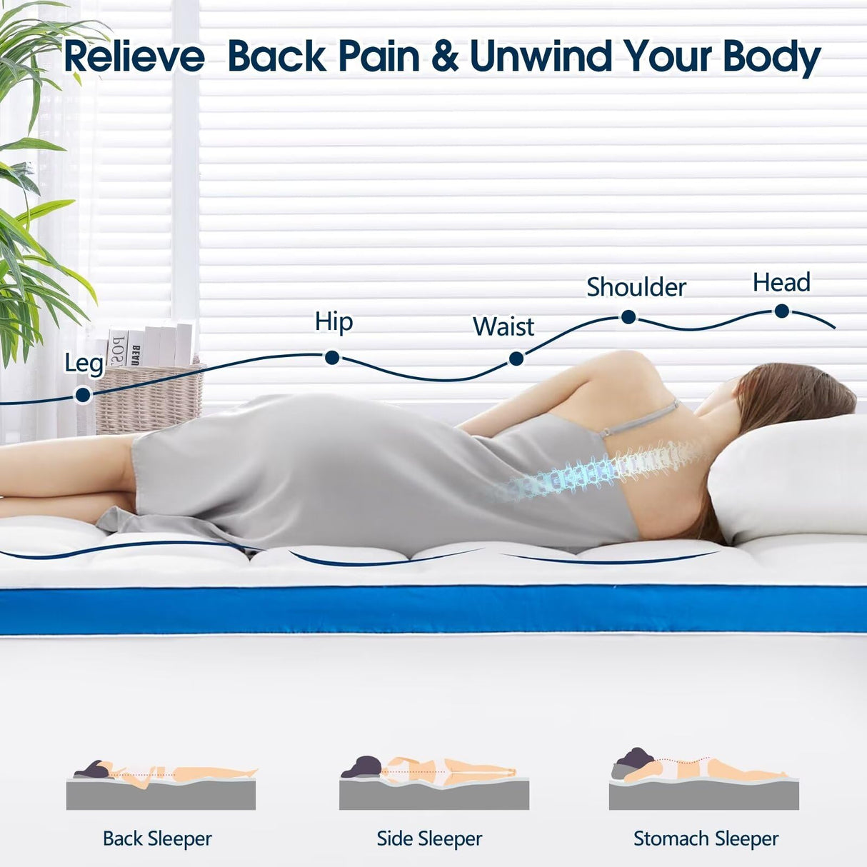 Full Size Mattress Topper, CYMULA Cooling Mattress Pad Cover PillowTop for Bed Back Pain, Futon Mattress Protector Extra Thick Firm Soft Fill Overfilled with 8-21 Inch Deep Pocket, 54"x75"White CYMULA