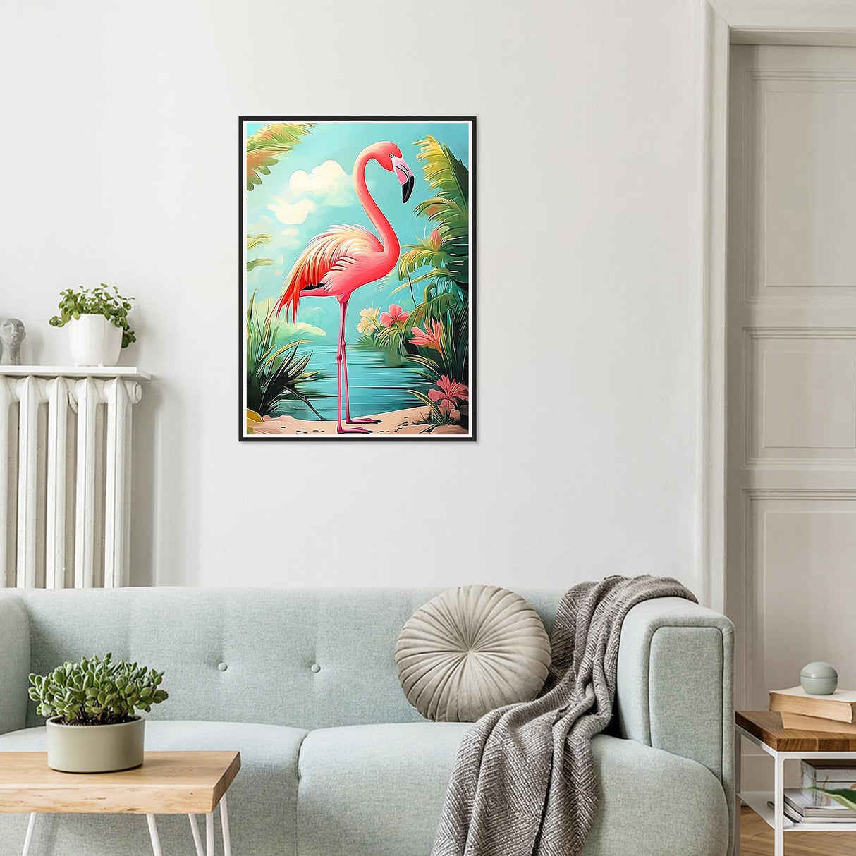 HEIBAGO Flamingo Diamond Art Kits for Adults, 5D Full Drill Round Bird Painting Gems with Beach Diamond Painting, Diamond Dots Perfect for Home Wall Decor 12x16inch HEIBAGO
