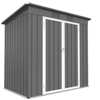 6' x 4' Outdoor Metal Storage Shed, Galvanized Steel Tool Garden Shed, for Patio Backyard Lawn Garden (6x4 Ft Grey)