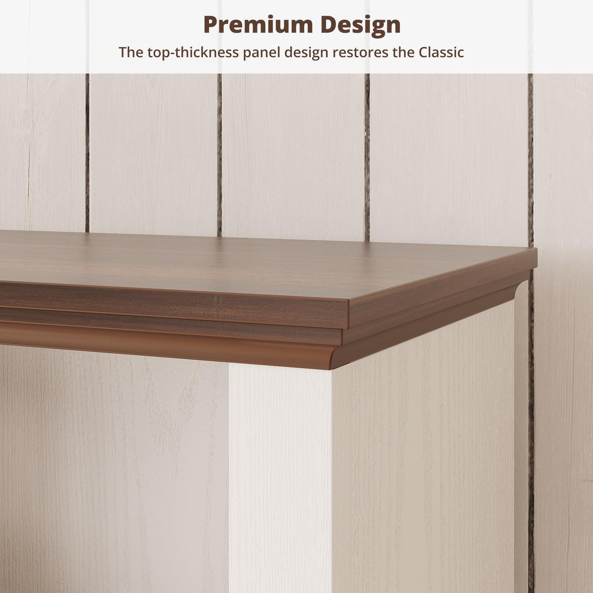 IRONCK Bookshelf with Storage Cabinet, 72" Tall Farmhouse Bookcase with Adjustable Shelves and Drawer, 4 Tier Open Shelf Bookcase with LED Lights for Home Office, Living Room, White/Walnut IRONCK