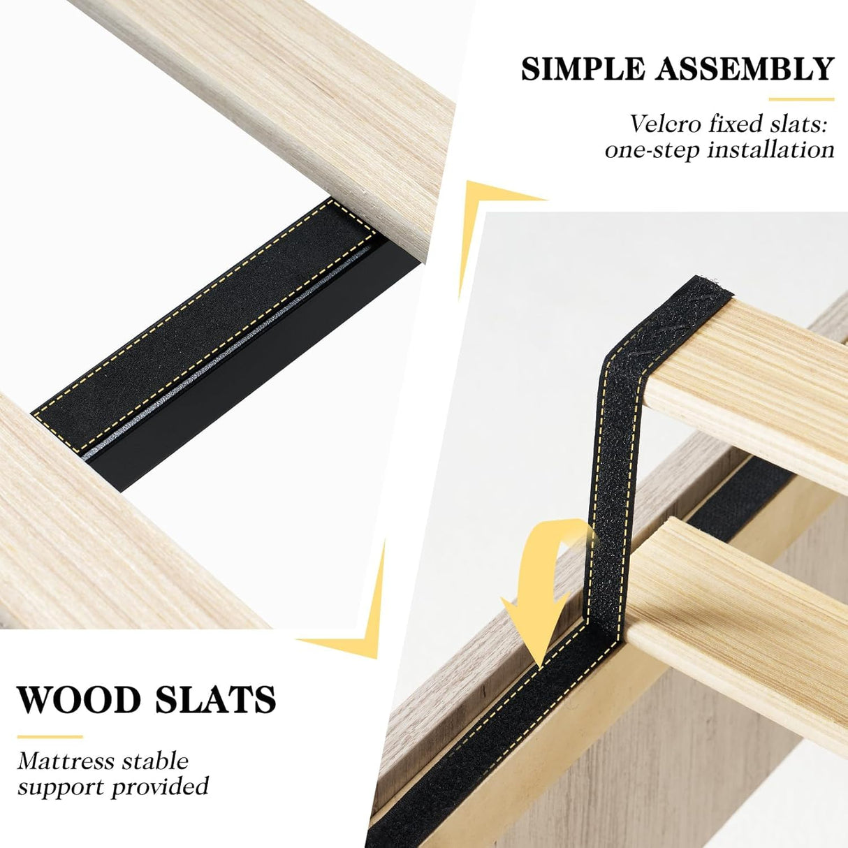 YUMPIE 51.2" H Wood Bed Frame with Headboard, King Platform Bed Frame with Wooden Slat Support, No Box Spring Needed/Easy Assembly, Rustic Pine, Distressed White YUMPIE