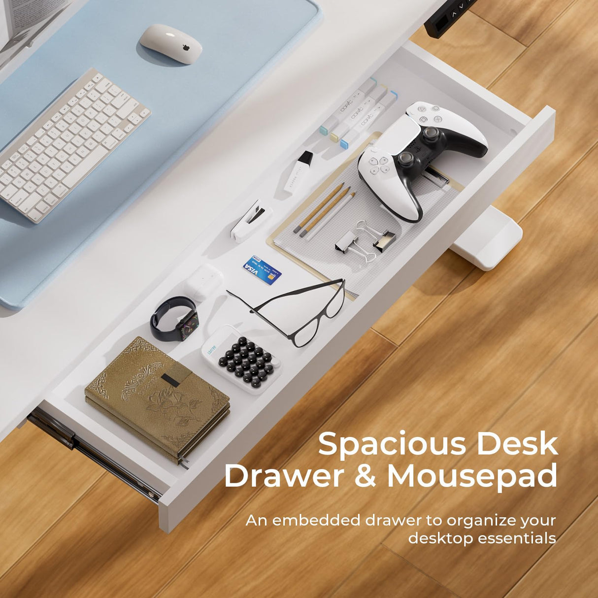 COMHOMA Electric Standing Desk with Drawers, 48 x 24'' Sit Stand up Desk with Monitor Stand, Laptop Stand, Height Adjustable Ergonomic Home Office Computer Desk with Memory Preset Controller COMHOMA