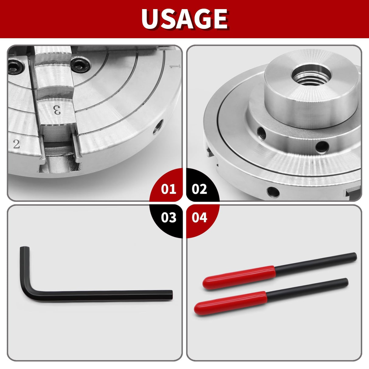 Nakkaa 6 Inch Precision Self Centering Woodturning Lathe Chuck Set 4 Jaw Self Centering Lathe Chuck Thread 1 x 8TPI Nakkaa