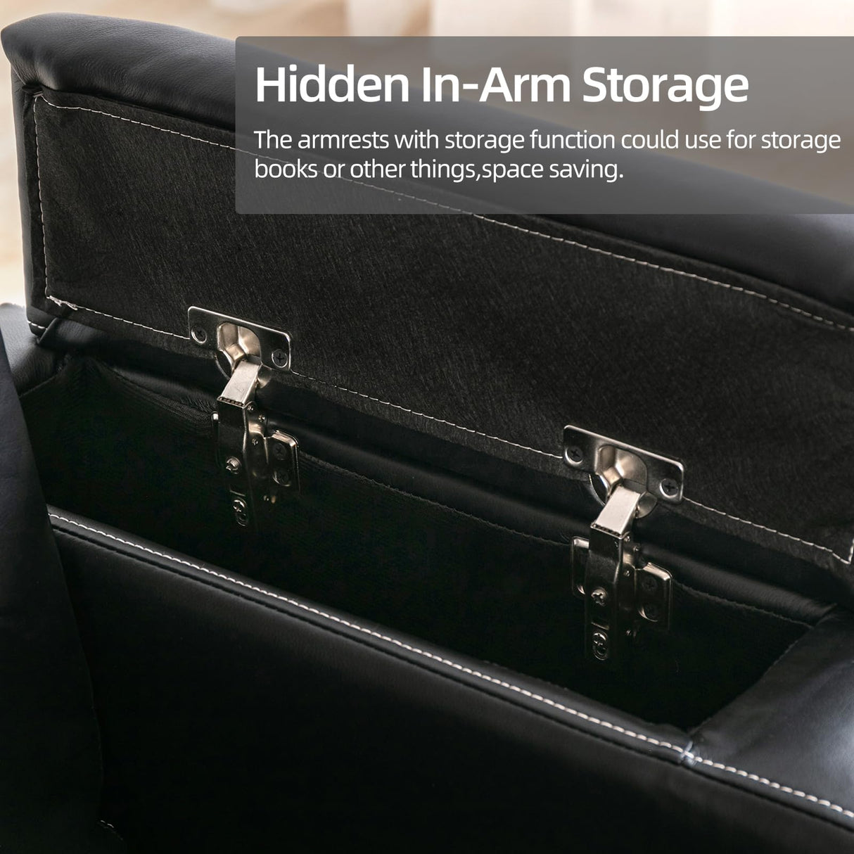 Modern Power Recliner Chair with Cup Holder Faux Leather Electric Reclining Chairs for Adults Movie Theater Chairs, Black Phoenix Home