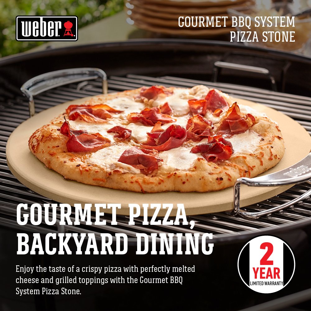 Weber Gourmet BBQ System Pizza Stone with Carry Rack,16.7" Long,Beige Weber