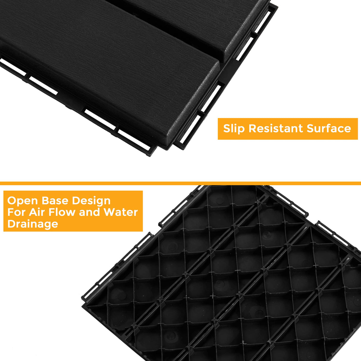 ASTEROUTDOOR Interlocking Deck Tiles Plastic Waterproof Outdoor Flooring 12" x 12" for Patio Garden Deck Poolside Indoor Outdoor, 27 pcs, Gray AsterOutdoor