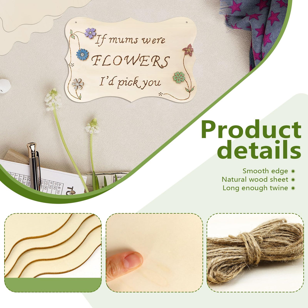 FSWCCK 24 Pieces Unfinished Hanging Wood Sign Blank with Ropes, Rectangle Blank Wood Sign Plain Hanging Craft Door Signs Wall Art Farmhouse Wooden Sign for Door Wall Art Decoration (6 Style) FSWCCK