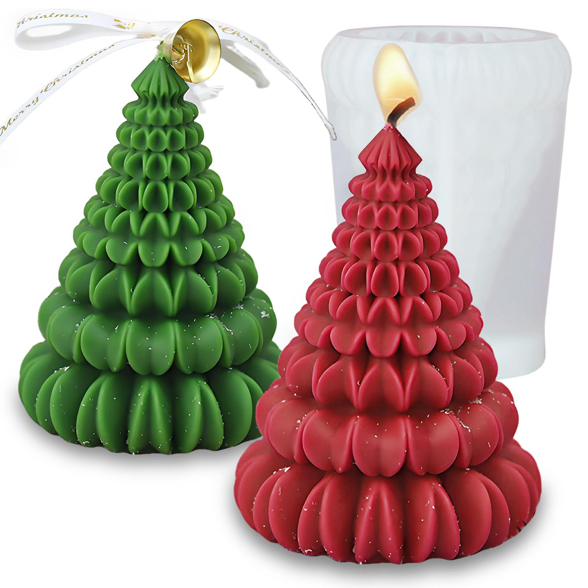 Japleed 3D Tree Candle Silicone Molds, Origami Christmas Tree Silicone Molds for Epoxy Resin Casting Clay Candle Soap Wax Concrete, Unique Christmas Ornament Molds for DIY Art Craft Table Home Decor japleed