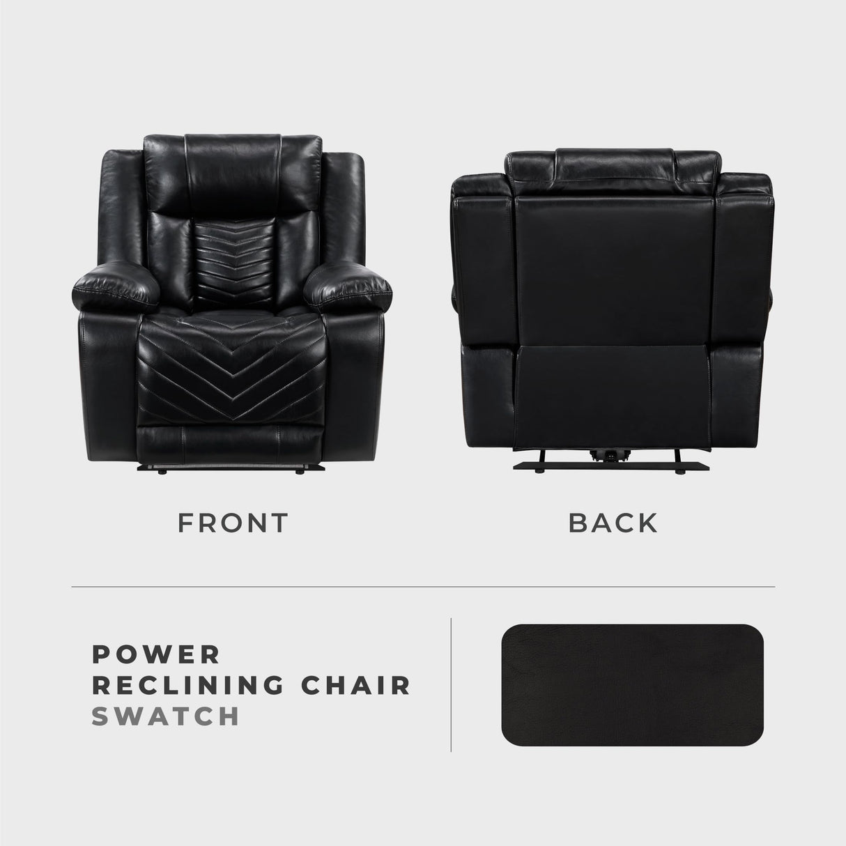 Lexicon Power Recliner Chair, Faux Leather Upholstered Home Theater Seating with LED Lighting, USB Charging Ports, Single Wall Hugger Reclining Chair for Living Room/Bedroom Easy Assembly, Black Lexicon
