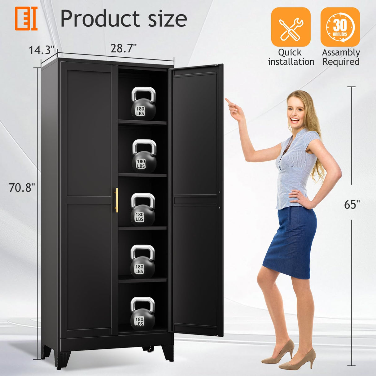 PAOFIN 71" Tall Metal Pantry Storage Cabinet with Doors and 4 Adjustable Shelves, Black Kitchen Food Pantry Cabinets, Tall Freestanding Cupboard for Kitchen, Dining Room or Living Room, Black PAOFIN