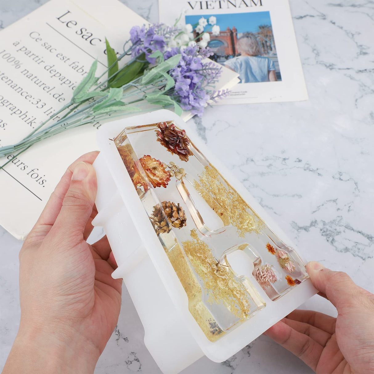 Gartful 7 Inch Large Letter Molds for Resin, 3D A Capital Alphabet Epoxy Resin Mold, A to Z Thick Resin Letter Molds for Making Letters, Word Sign Art, DIY Crafts, Making Cake, Party Home Decor Gartful