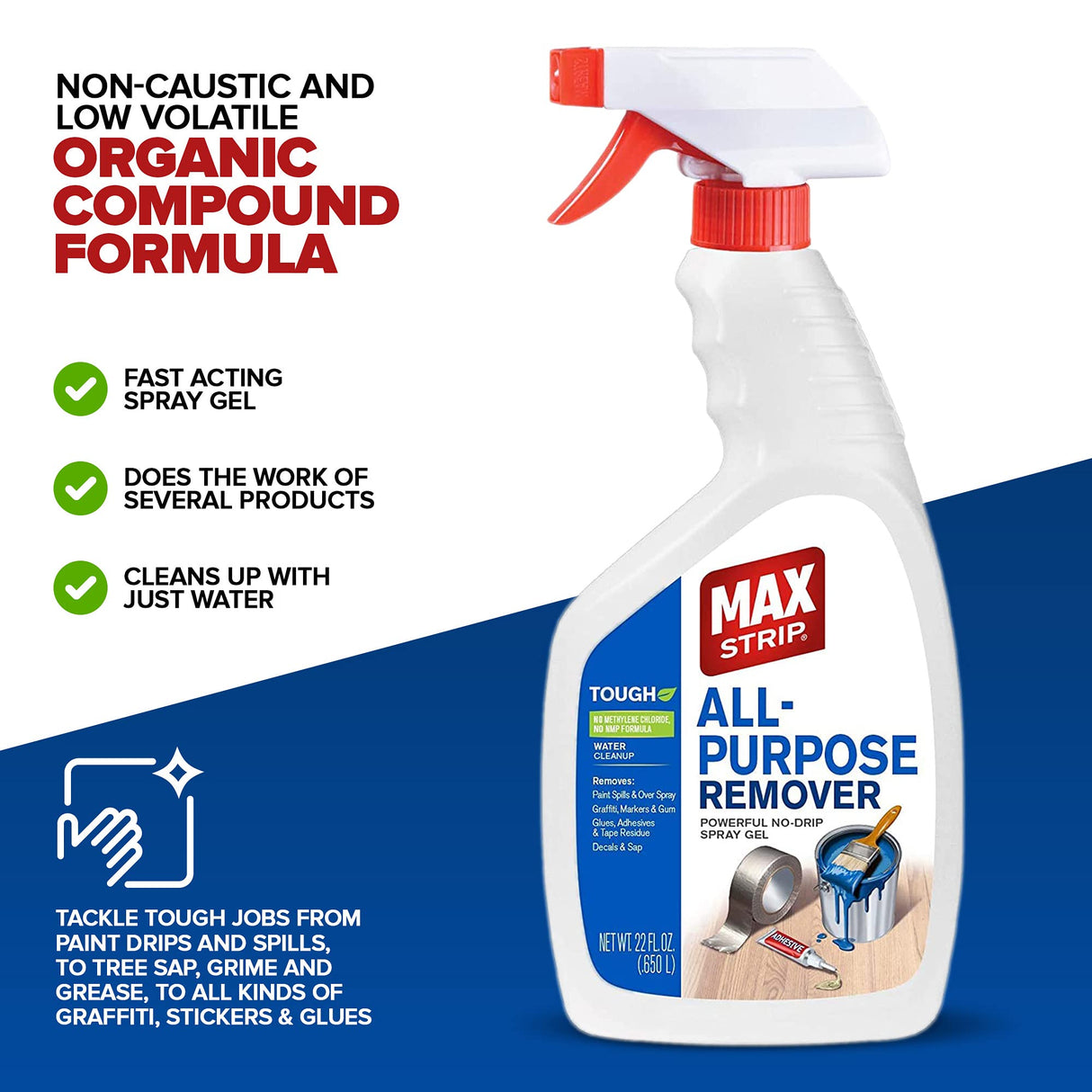 All Purpose Paint Remover Spray 22oz - Water Based Adhesive Remover Spray, Spray Paint Remover, Graffiti Remover Spray, Overspray Remover, Dried Paint Remover - No Methylene Chloride NMP Formula Max Strip