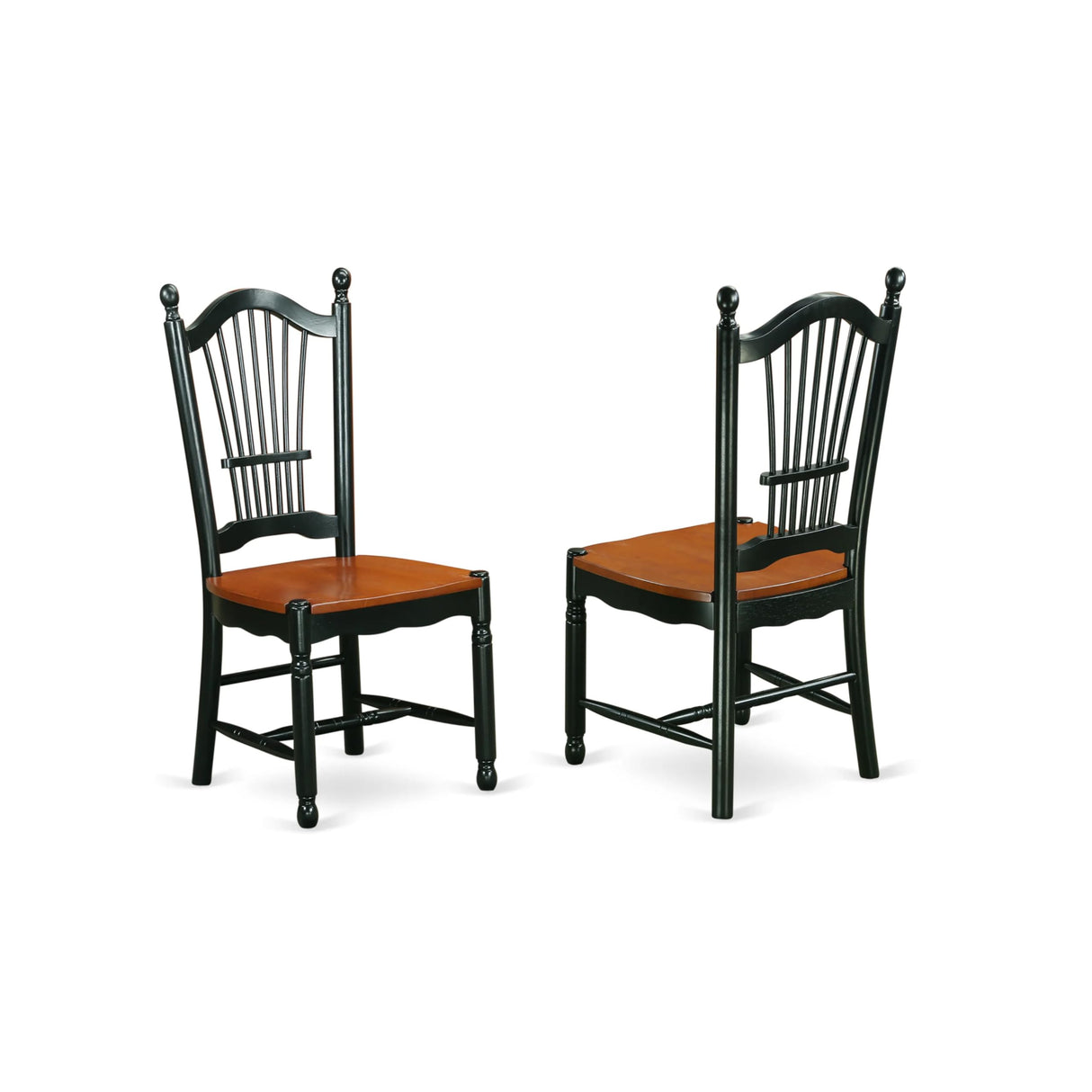 East West Furniture DOC-BCH-W Dover Dining Chairs - Slat Back Wood Seat Kitchen Chairs, Set of 2, Black & Cherry East West Furniture