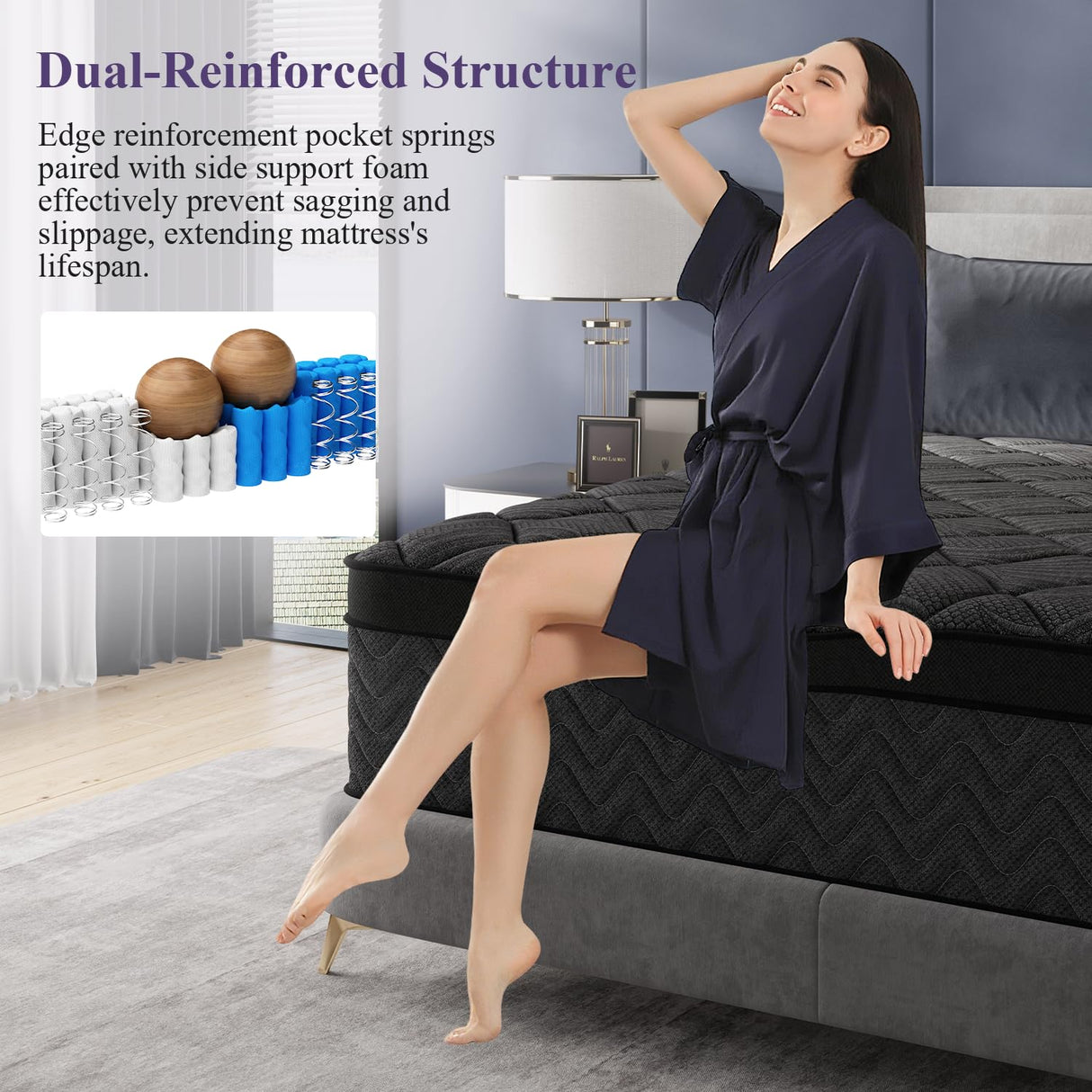 BEDingly King Size Mattress, 14 Inch Luxury Hybrid King Mattress in a Box, Medium Firm Mattresses with Cooling Gel Memory Foam & Pocket Springs, Double Additional Support, 365-Night Trial BEDingly