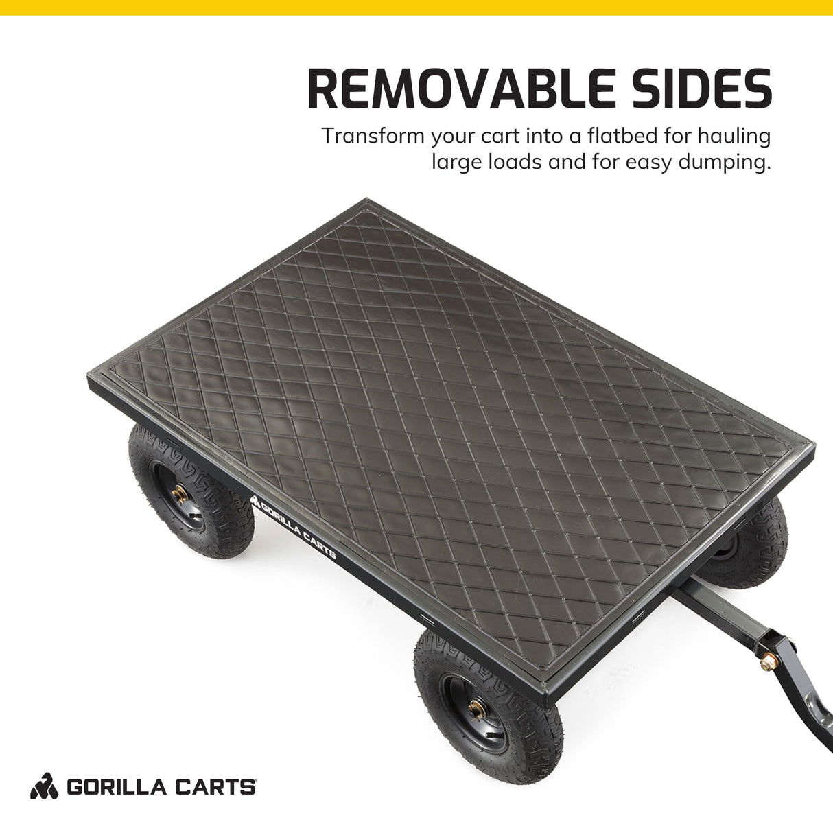 Gorilla Carts Heavy Duty Utility Cart, All Terrain Garden Wagon, 1200 Lb, Black Gorilla Carts