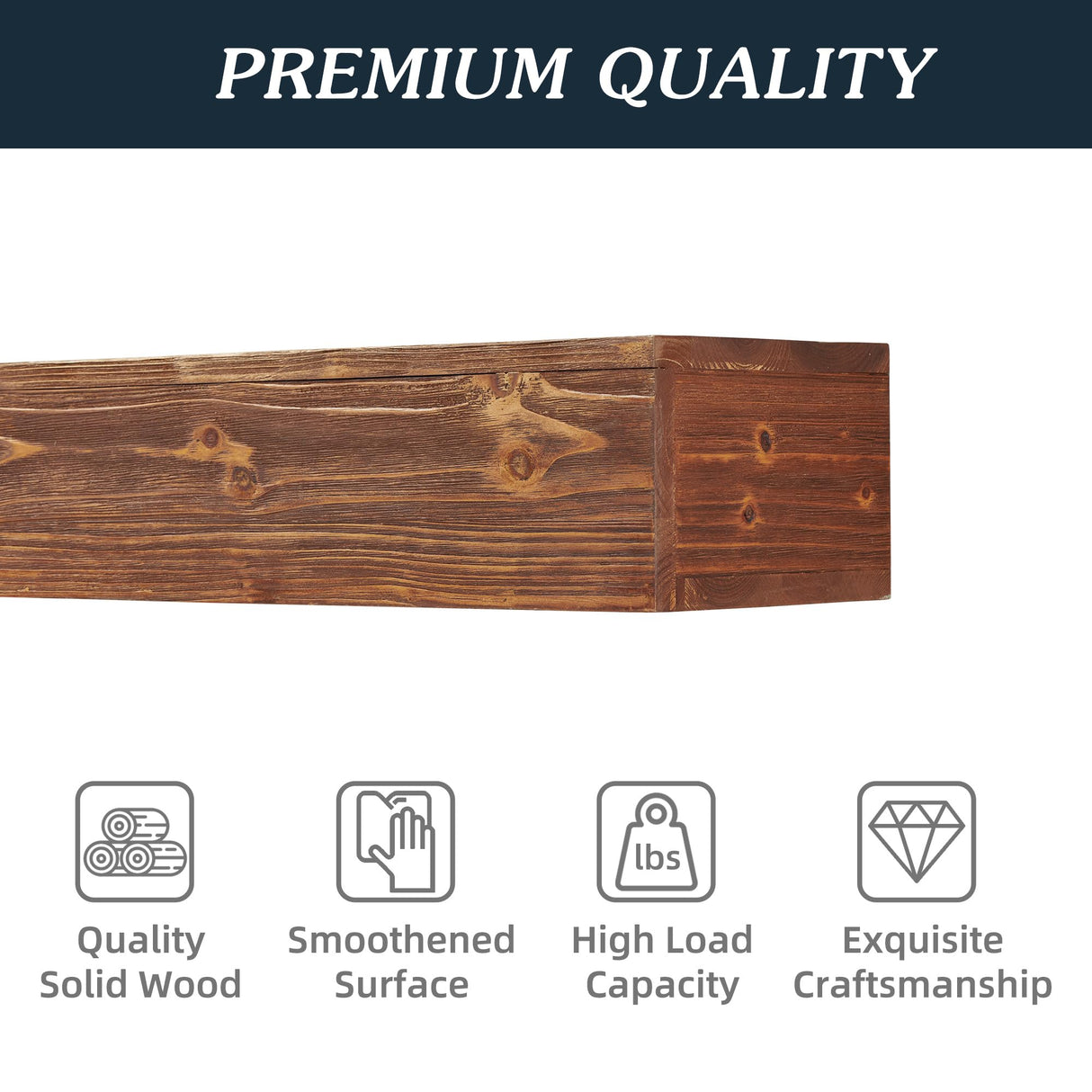 CuisinSmart 60 inches Wood Fireplace Mantel for Farmhouse,Floating Shelves for Place Art Photo,Rustic Natural Wood Mantle for Over Fireplace 60 x 9 x 6 inches Dark Woodgrain CuisinSmart