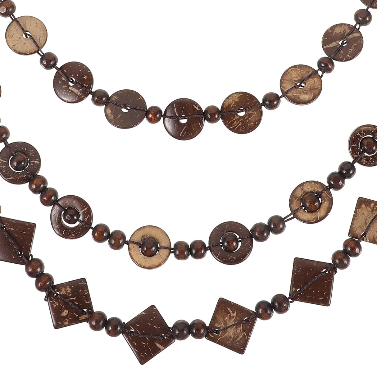 Happyyami 3- Layered Statement Necklace Womens Bohemia Choker Necklaces Multicolor Fashion Wood Bead Necklace Happyyami