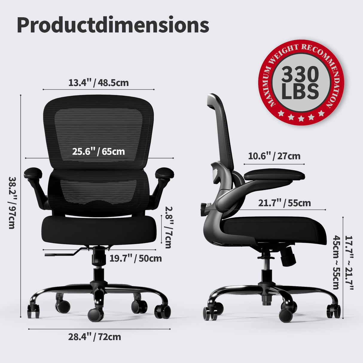 TRALT Office Chair - Ergonomic Desk Chair with Adjustable Lumbar Support, Mesh Computer Chair, Executive Chair for Home Office Comfortable Lumbar Support (Black) TRALT
