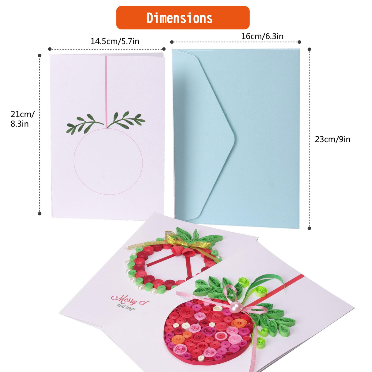 ACADOIT DIY Christmas Card Making Kit with Quilling Tool- Fun Quilling Craft Kit and Matching Envelopes Thank You Card Art Crafts for Beginners -for Boys Girls and Adults ACADOIT