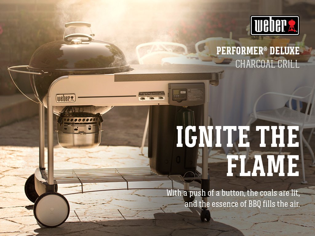 Weber Performer Deluxe Charcoal Grill, 22-Inch, Touch-N-Go Gas Ignition System, Black Weber