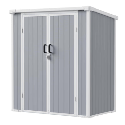 NOVIRE 5x3 Resin Garden Sheds & Outdoor Storage on Clearance, Weather-Resistant Plastic Shed with Floor and Lockable Door for Garden Tools, Lawn Mower, Bike, Backyard Organization, Aritic Light Grey
