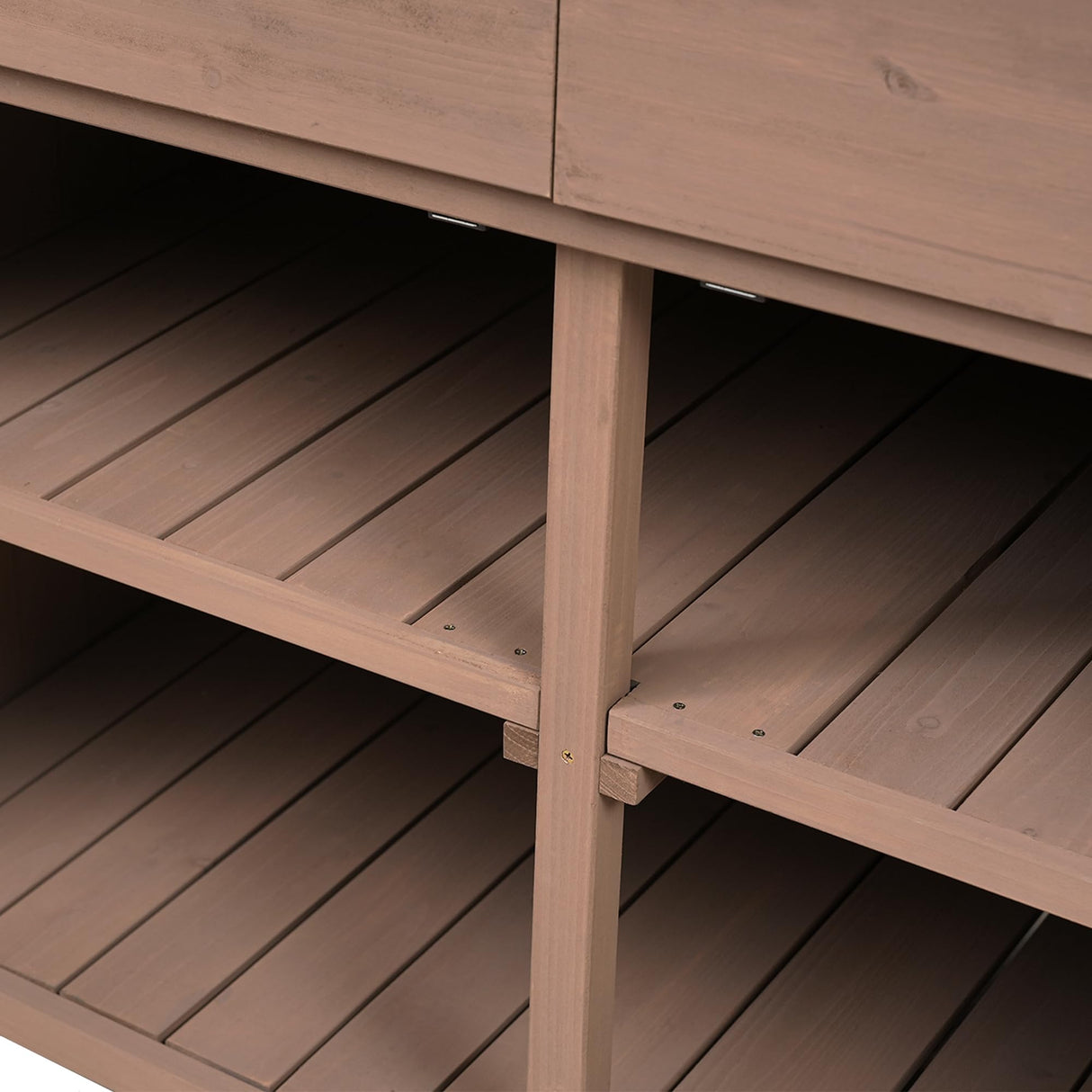 CKLMMC 65inch Outdoor Potting Bench Table, Fir Wood Large Gardening Workstation with Storage Shelf, Drawer and Cabinet for Storage for Backyard, Mudroom (Brown/Fir Wood2) CKLMMC