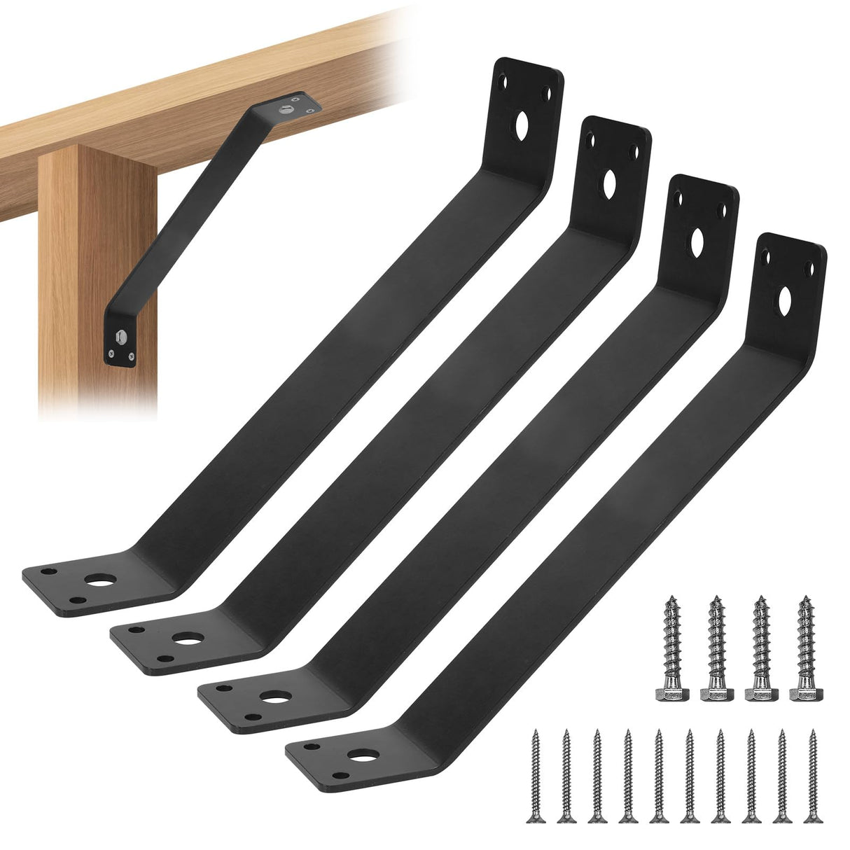 Rasugarlary Angle Brackets 4 Pcs 7.3" Inside Mount 45-Degree Angle Corner Braces Inside Joint for Wood Post and Beam Desk Edge Box Pergola Gazebo DIY Kit Rasugarlary