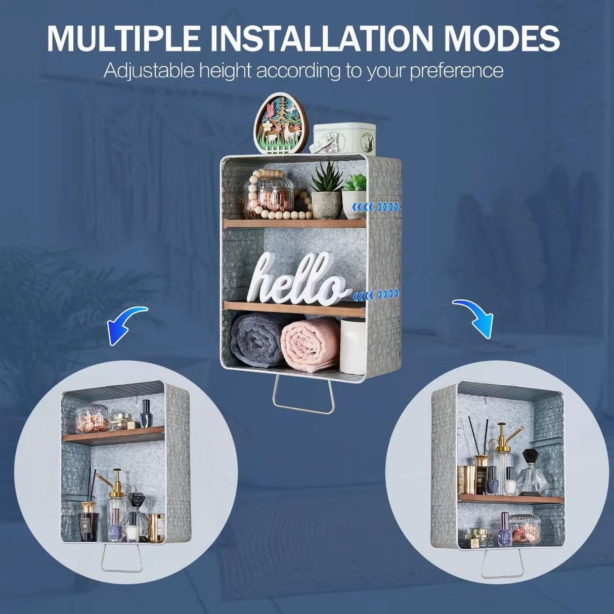 WOODEXPE Galvanized Wash Tub with Shelves Rustic Bathroom Decor Rustic Farmhouse Bathroom Shelf WOODEXPE