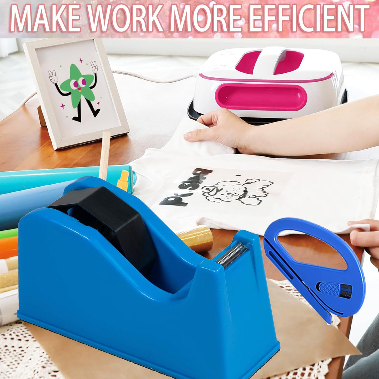 XEUZK Sublimation Blanks Tumbler Clamp Tool Blue Kits for 20 Oz Sublimation Blanks, Heat Resistant Gloves, Heat Tape Sublimation, Heat Tape Dispenser Sublimation Kit, Tumbler Clamp Clamp Blue&Pink. XEUZK