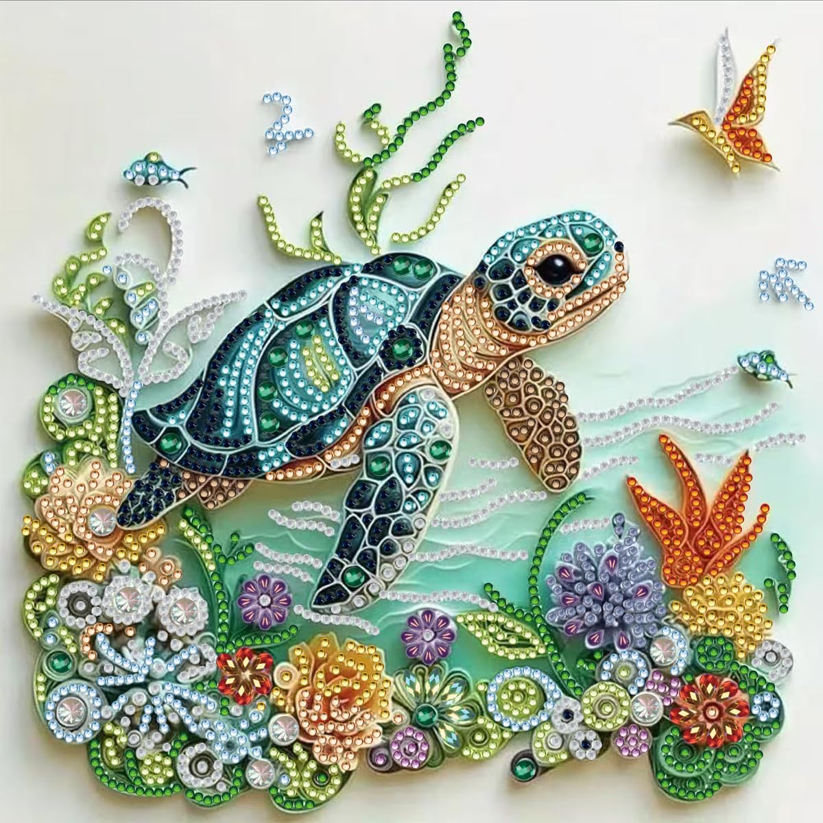 EOYDKAP Sea Turtle Diamond Art Kits for Adults, Diamond Painting Kits for Beginners, Easy Diamond Art for Home Wall Decor, Special Shaped Diamond Painting 11.8x11.8inch EOYDKAP