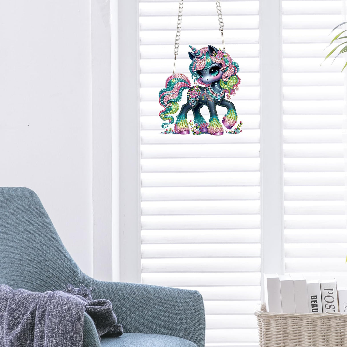 JISHSHAY Diamond Painting Pendant 5D DIY Unicorn Diamond Art Wind Chime Special Shaped Crystal Crystal Suncatcher Garden Wind Chimes Wind Chimes Outdoor Garden Diamond Art Keyrings Garden Chimes JISHSHAY