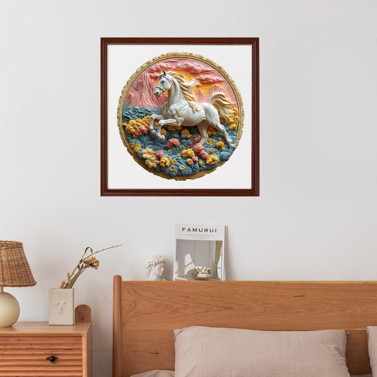 Wooden Puzzle for Adults 500 Piece - 3D Vision Effect Galloping White Horse Wooden Puzzle Unique Shape Advanced Wooden Jigsaw Puzzle, Wood Puzzles, Challenge Wooden Jigsaw Puzzle(16.3 x 16.5 in) Qiuenisray