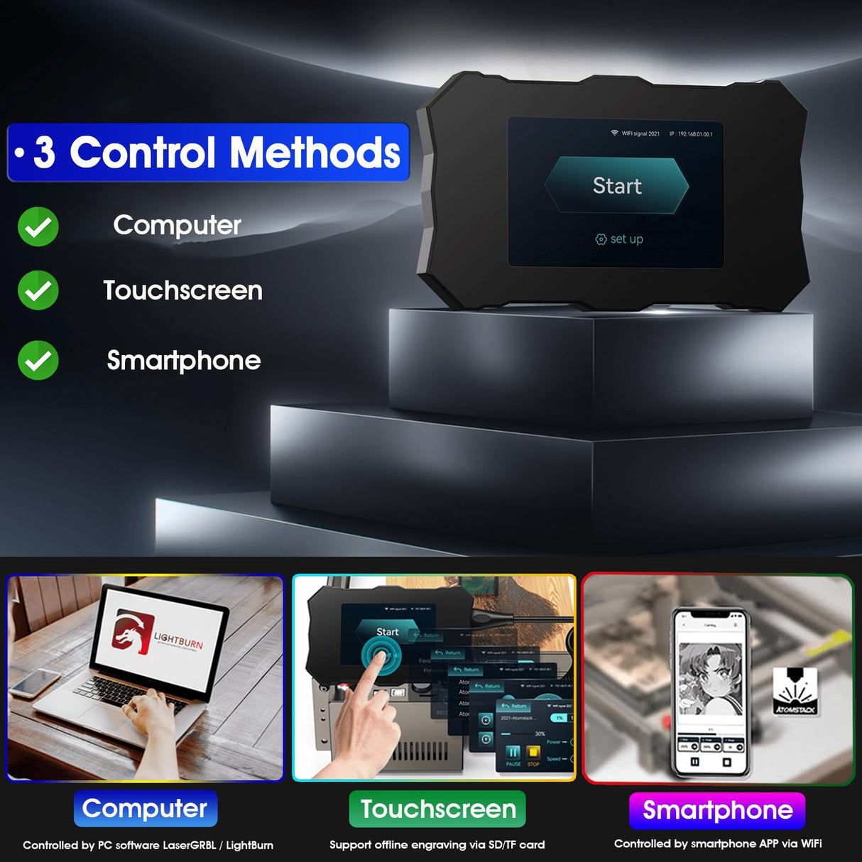 ATOMSTACK S10 Pro Laser Engraver, Laser Class 4, 10000mW Output Laser Power, Laser Engraving Machine with Touchscreen, Laser Cutter for Thick Wood and Acrylic DIY Cutting, Support Offline Engraving ATOMSTACK