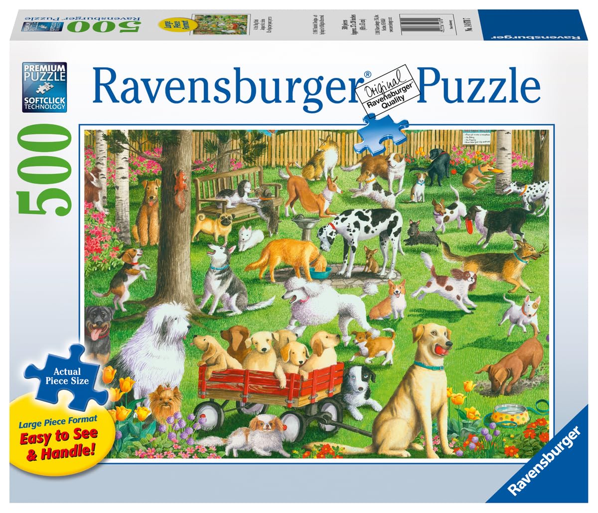 Ravensburger at The Dog Park Large Format Jigsaw Puzzle - 500 Unique Pieces | Anti-Glare Surface Ideal for Kids and Adults | Perfect for Gifting Ravensburger