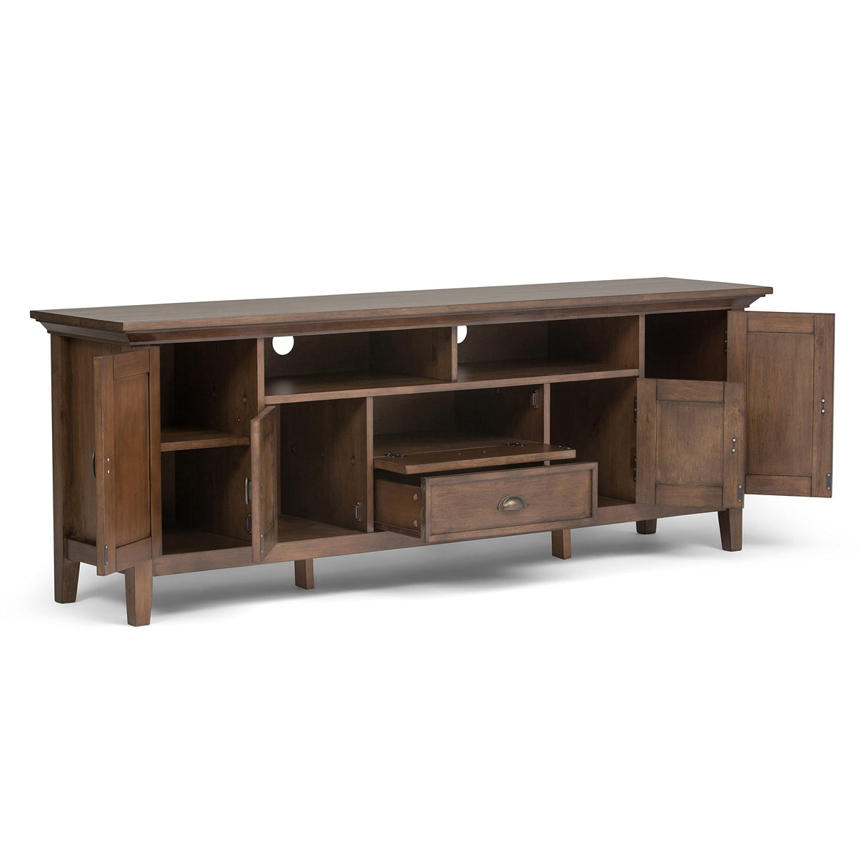 SIMPLIHOME Redmond SOLID WOOD 72 inch Wide Transitional TV Media Stand in Rustic Natural Aged Brown For TVs up to 80 inches for the Living Room and Entertainment Center SIMPLIHOME
