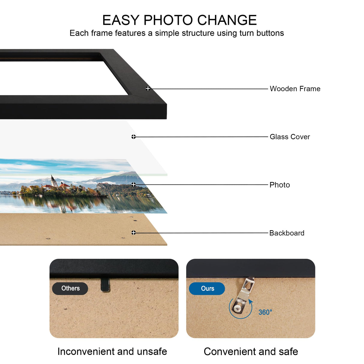 Hongkee 13x39 Puzzle Frame 2 Packs, Real Glass and Black Wood Frame, Display Panoramic 13 x 39 Picture Frames - Horizontal or Vertical Wall Mounting Hongkee