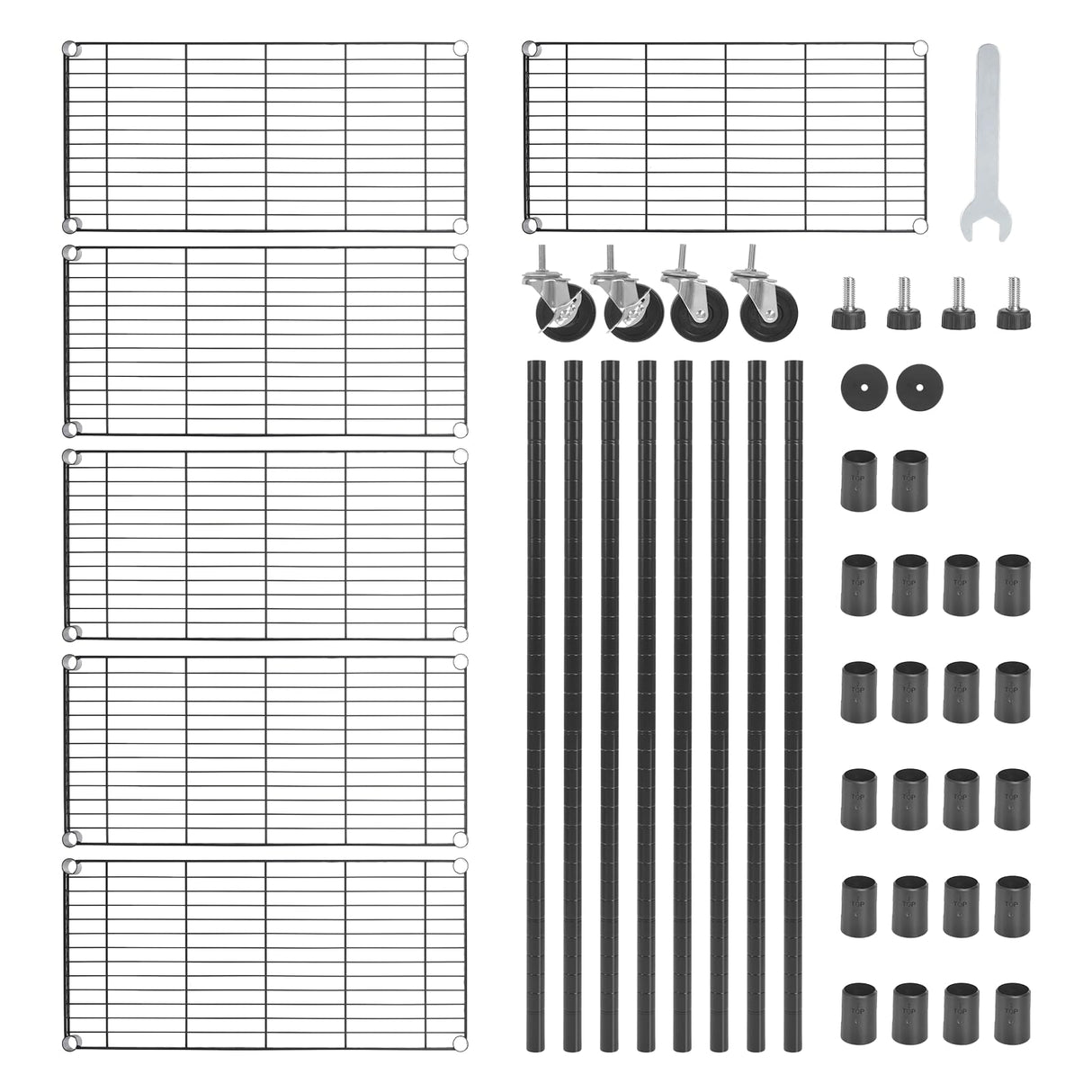 WDT 6 Tier Shelf Shelving Unit with Wheels,Adjustable Metal Shelves for Storage, NSF Black Wire Shelving Rack, 2100Lbs Capacity Heavy Duty Shelving Storage Shelves for Kitchen Garage,47" Dx17 Wx80 H WDT