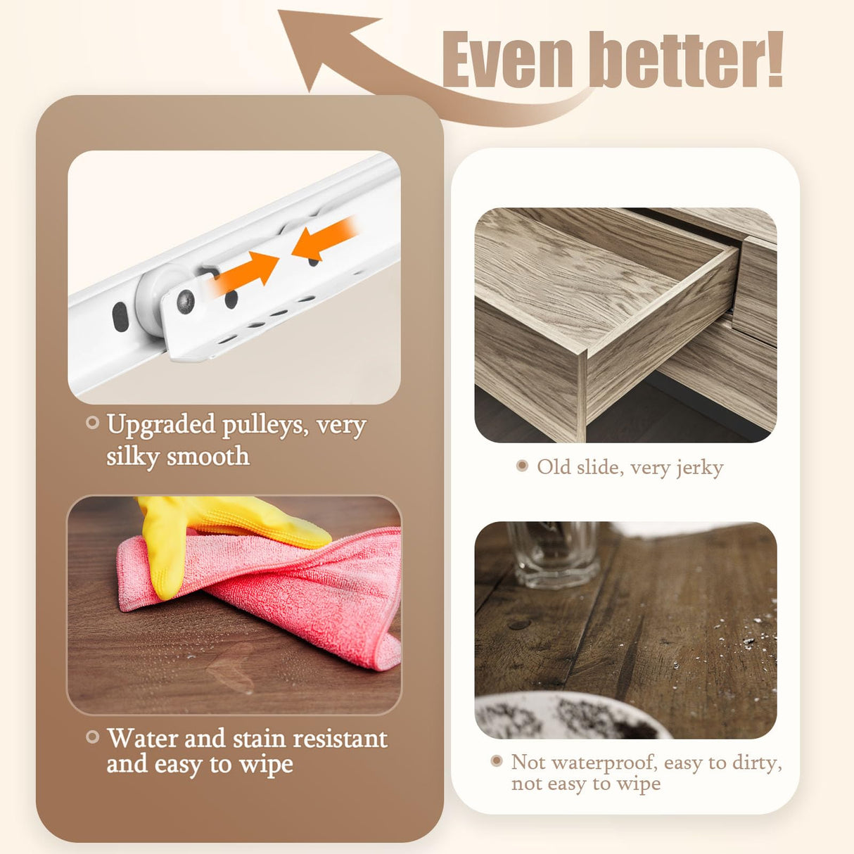 GEPELCN Farmhouse Dresser for Bedroom 6 Drawers Dresser with Power Outlets Rustic Chest of Drawers with Natural Texture White Organizer for Living Room Hallway GEPELCN