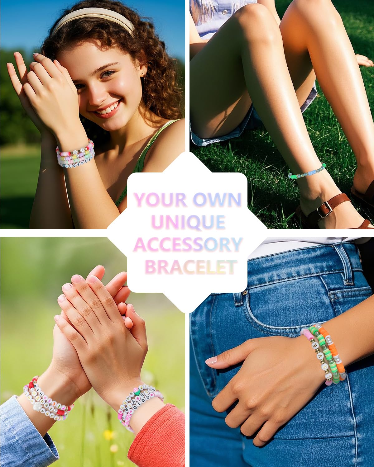 BestNow Friendship Bracelet Making Kit with 28 Colors 4200Pcs Clay Beads 400Pcs Letter Beads for Jewelry Making Cute Charm Number Heart & Pattern Beads Ideal Gifts for Girls 6-13 BestNow