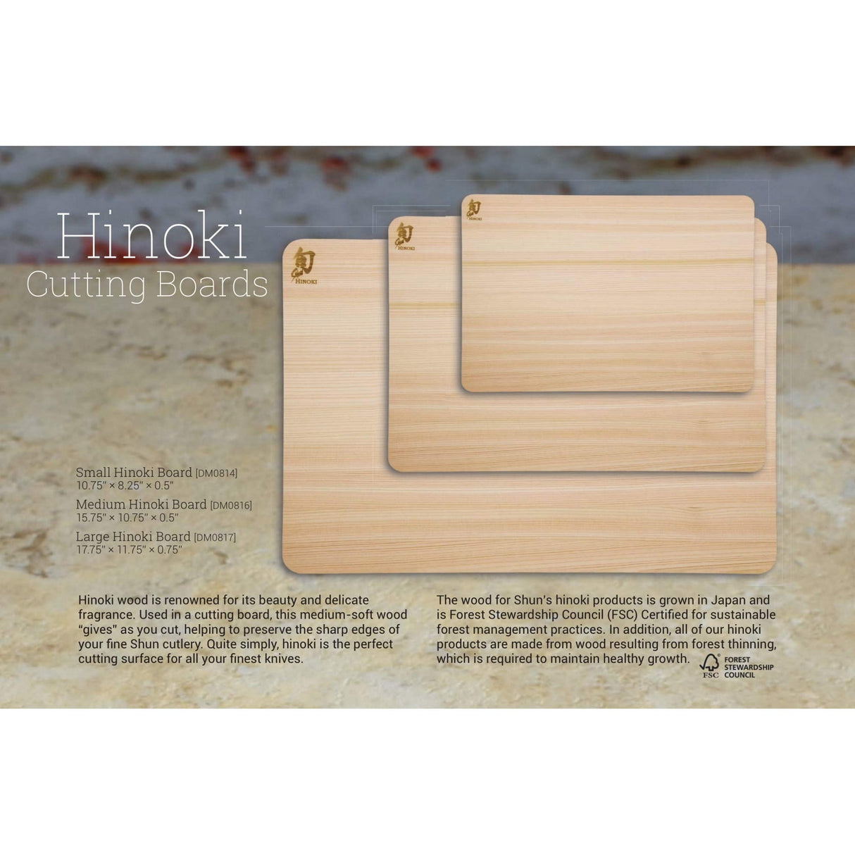 Shun Cutlery Medium Hinoki Cutting Board, 15.75" x 10.75" Medium Wood Cutting Board, Medium-Soft Wood Preserves Knife Edges, Authentic, Japanese Kitchen Cutting Board Shun