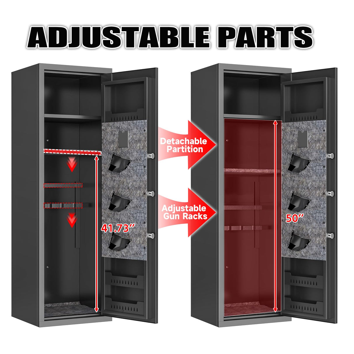 Gun Safe for Rifles and Pistols, 10-15 Large Gun Cabinet Gun Safes for Home Adjustable Rack and Biometric Fingerprint Locking Cabinet, Fireproof, No Assembly Required (11.81"D x 13.78"W x 57.09"H) Notmise