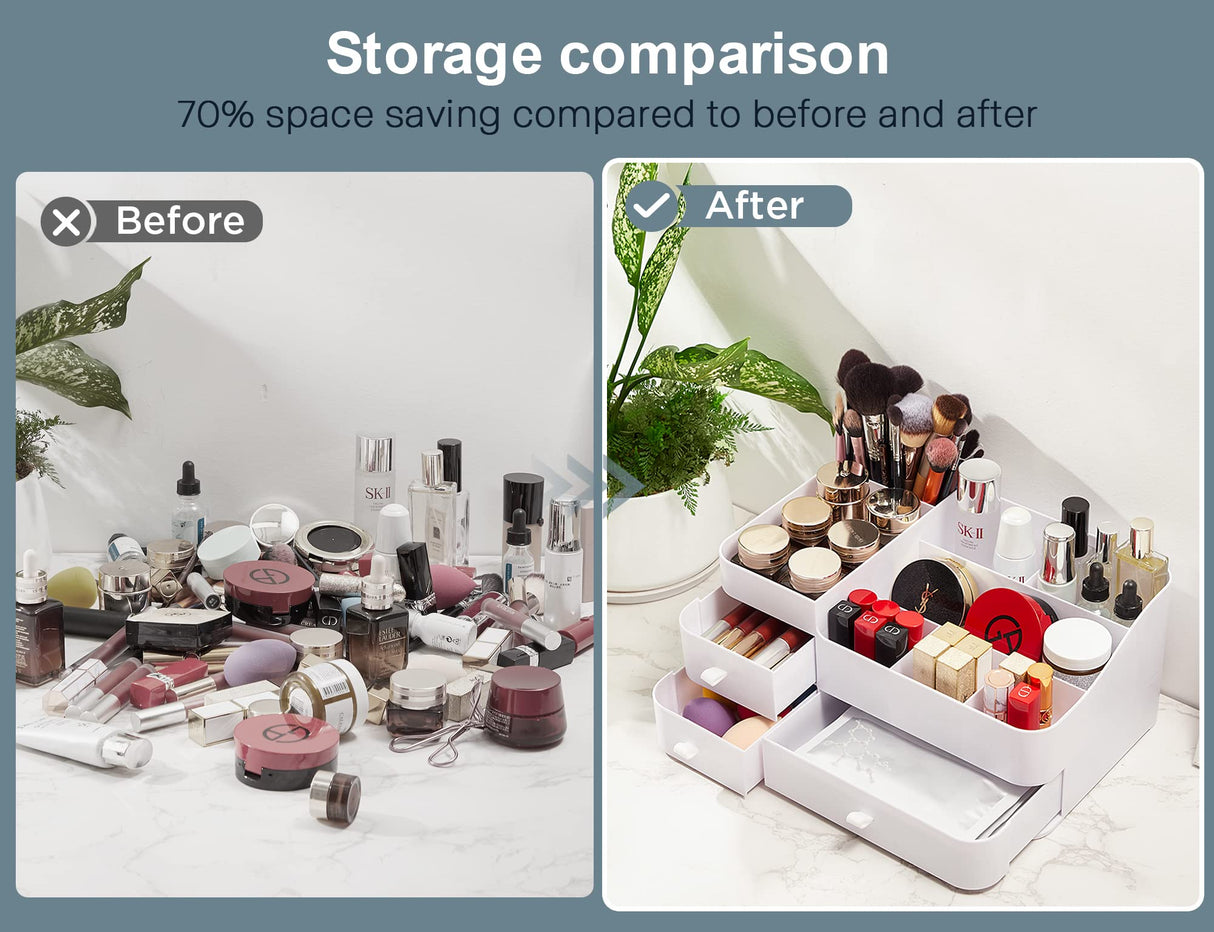 ONXE Makeup Organizer with Drawers,Large Capacity Perfume Organizer,Vanity,Bathroom,Bedroom Countertop Storage for Cosmetics, Perfume, Brushes, Eyeshadow, Skincare, Lipstick, Nail Polish ONXE