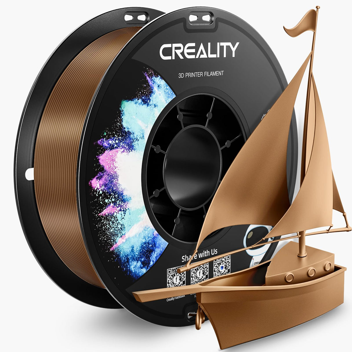 CREALITY PETG Filament 1.75mm 3D Printer Filament, 1kg (2.2lb) Neatly Wound Spool, Dimensional Accuracy ±0.03mm, Fit for Ender, Bambu Lab, Anycubic,ELEGOO FDM Printers, Brown Creality