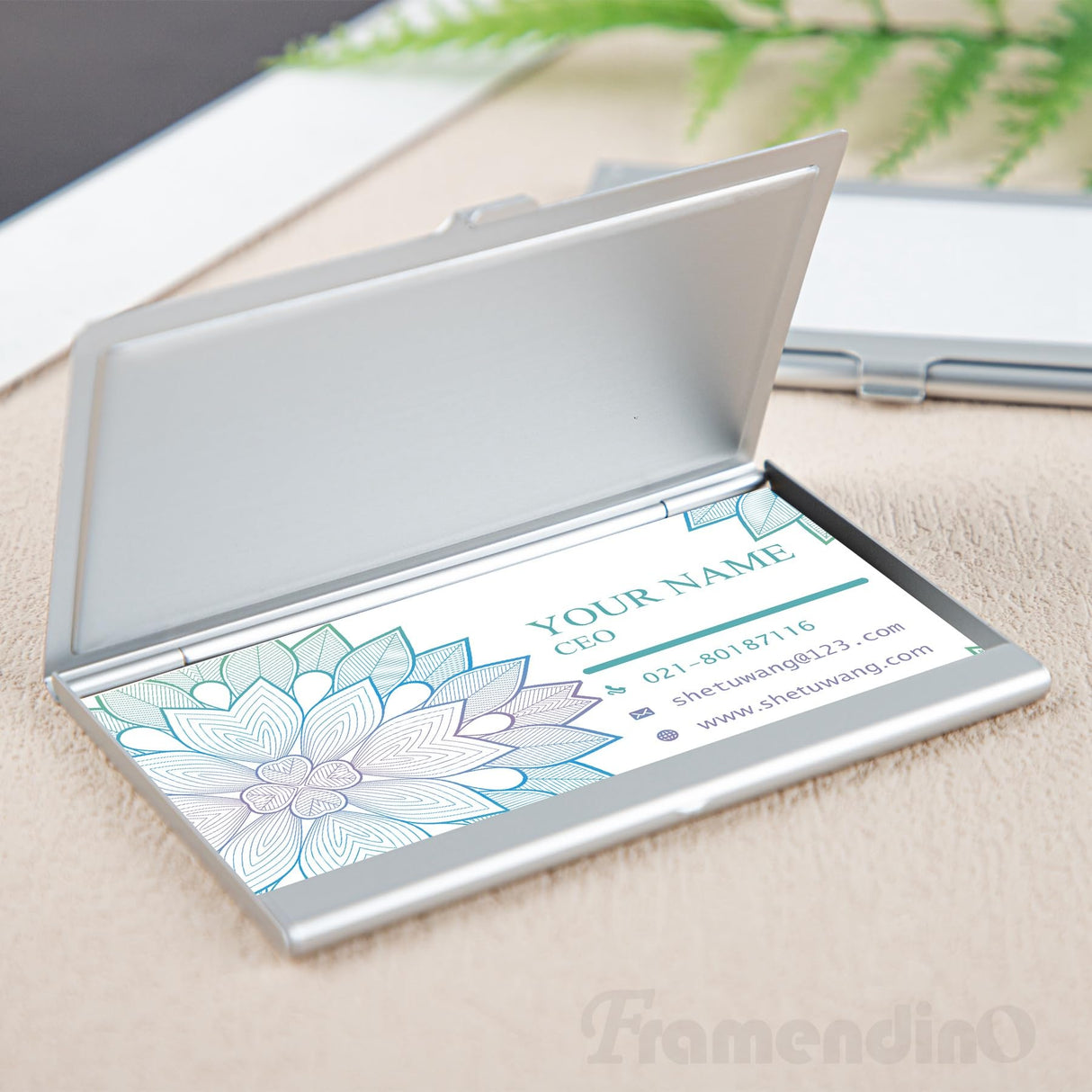 Framendino, 6 Pack Sublimation Blank Business Card Holder Metal Heat Transfer Card Case Pocket for Business Framendino