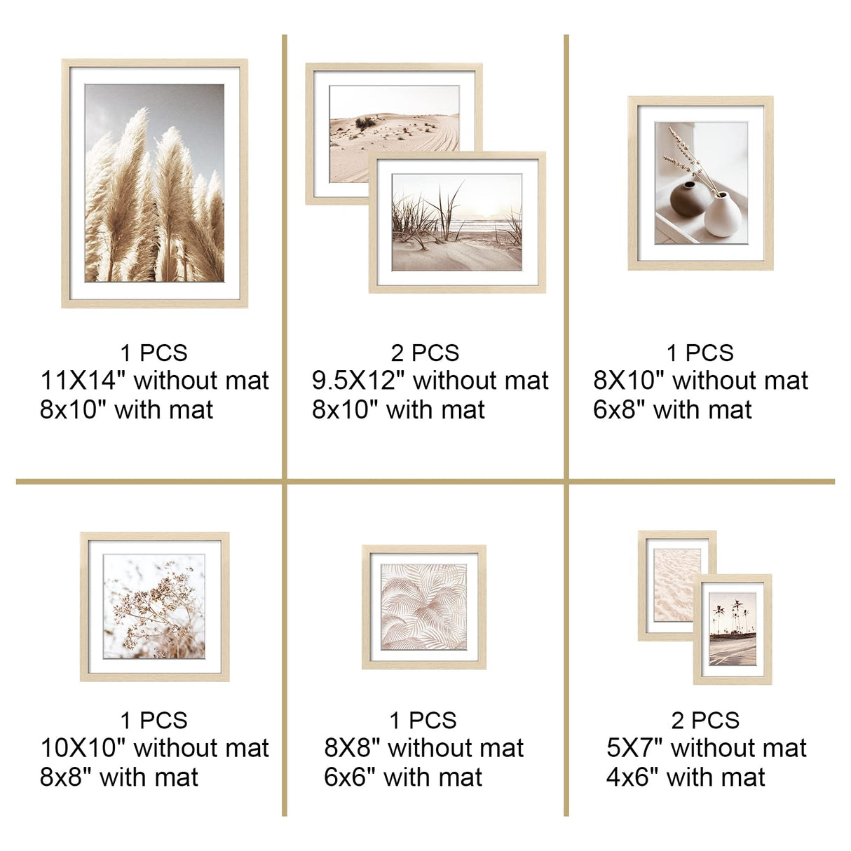 ArtbyHannah 8 Pack Gallery Wall Frame Set Neutral Wall Art Decor,Picture Frames Collage Wall Decor with Desert Pictures,Multiple Sizes… ArtbyHannah