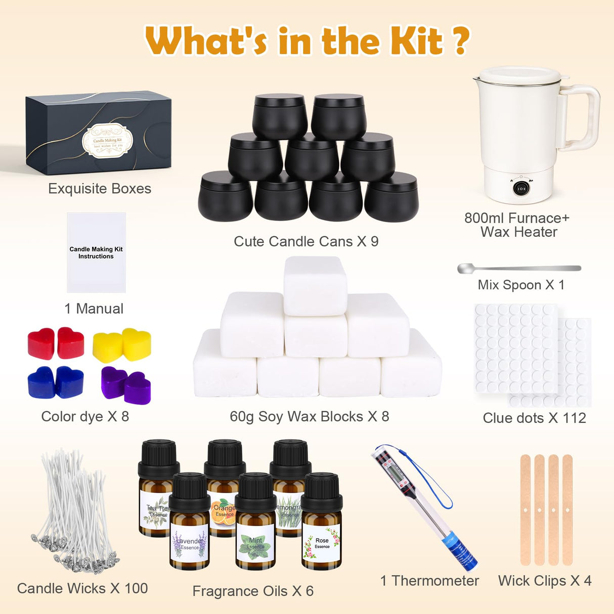 Candle Making Kit for Adults, DIY Soy Candles Making Supplies for Beginners, Complete Candle Kit for Starter, Perfect as Home Decoration Party Gift KIYTARBOO