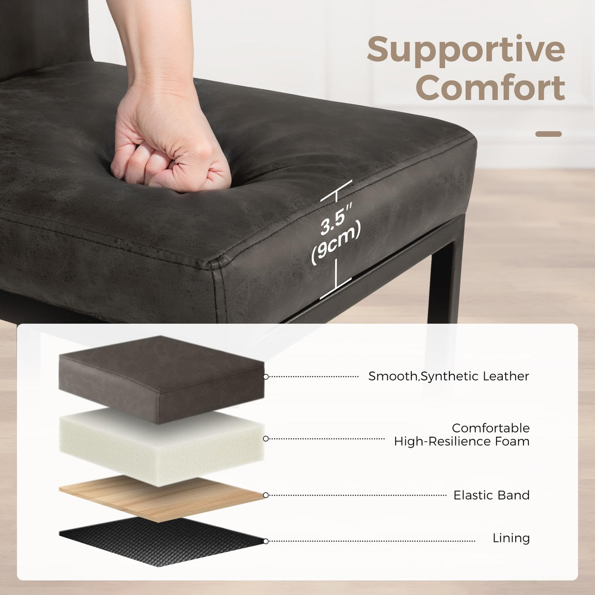 MAISON ARTS Counter Height Bar Stools with Back Set of 3 for Kitchen Counter, 24 Inch Modern Upholstered Faux Leather Barstools Farmhouse Bar Chairs Luxury Island Stools Support 330LBS, Grey MAISON ARTS