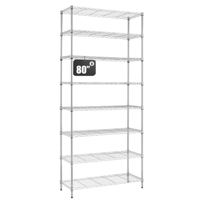 Finnhomy 8-Tier Wire Shelving Unit Adjustable Steel Wire Rack Shelving, 14x36x80 Inches 8 Shelves Metal Storage Rack, Pantry Shelves for Storage, Metal Garage Shelves with NSF Certified, Chrome