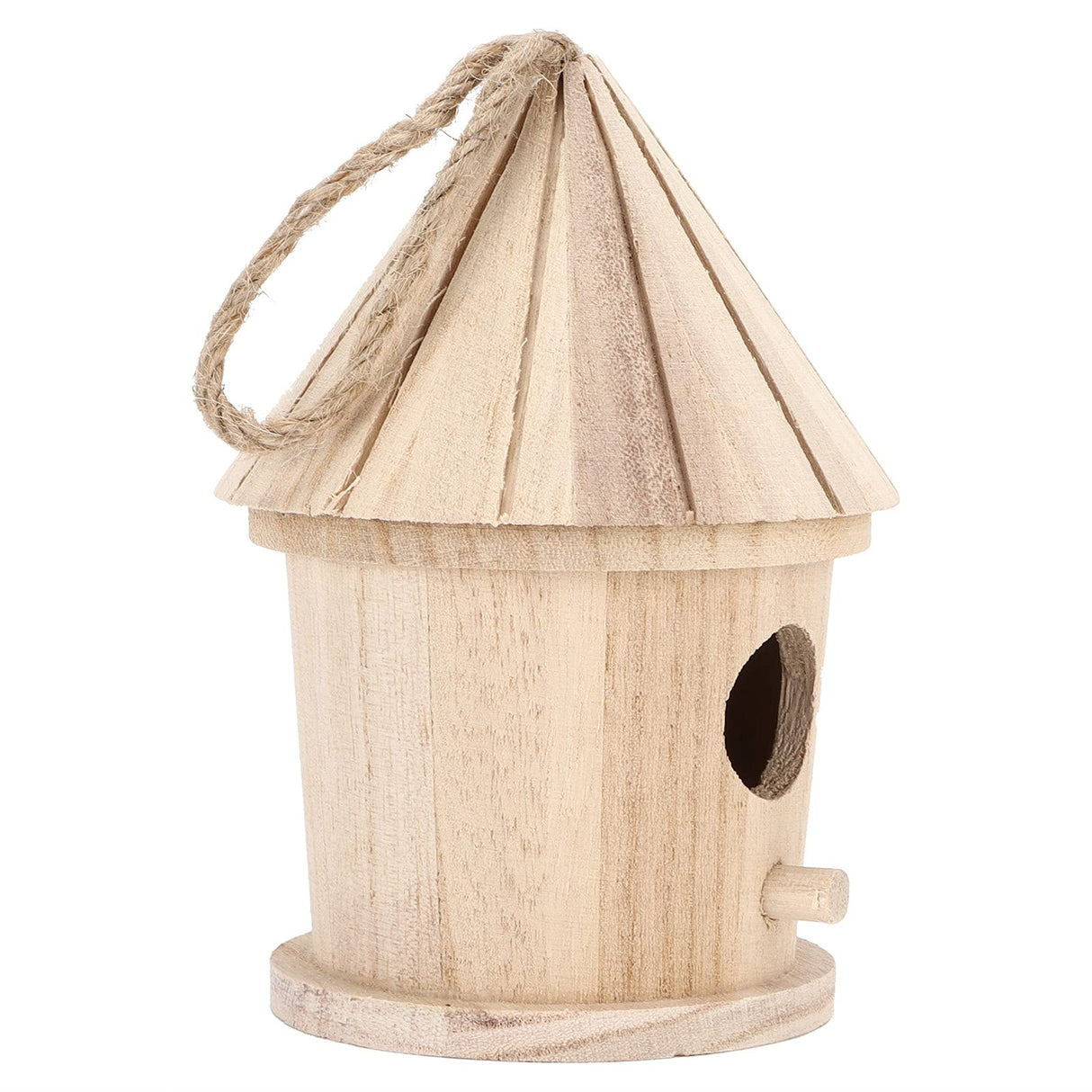 Wooden Birdhouses, Unfinished Natural Wood Bird House Round Outdoor Hand Painted Hanging Bird House Garden Patio Decorative Hapivida