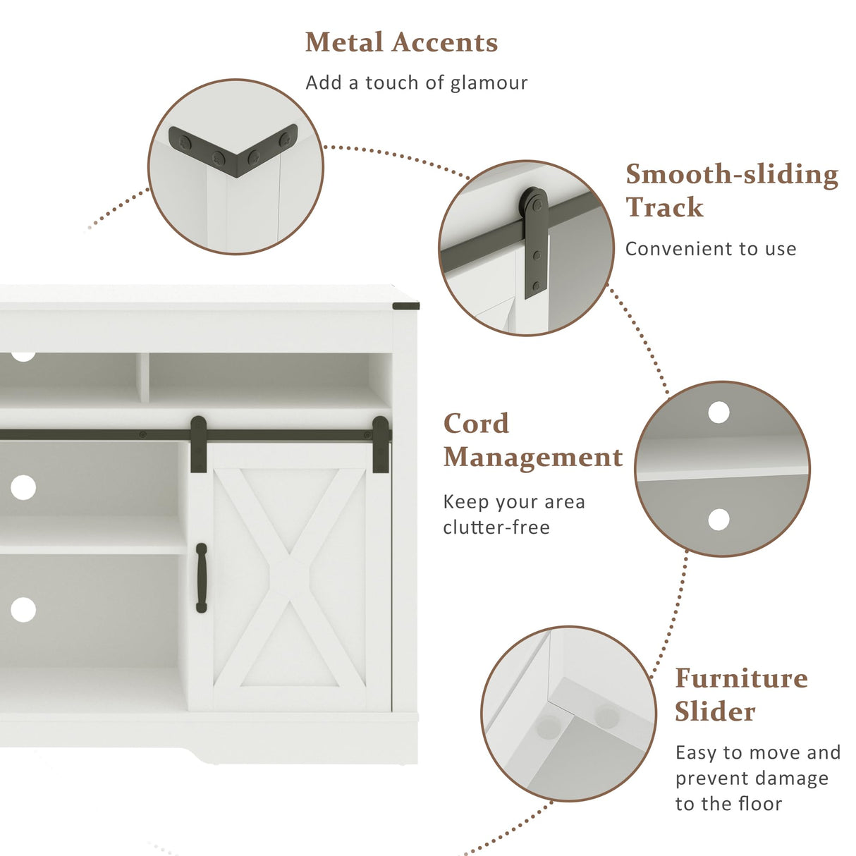 Fansafurn Farmhouse White Stand for TVs up to 65+ Inch Tall Entertainment Center with Sliding Barn Door, Console Storage Cabinet for Bedroom, Living Room… Fansafurn